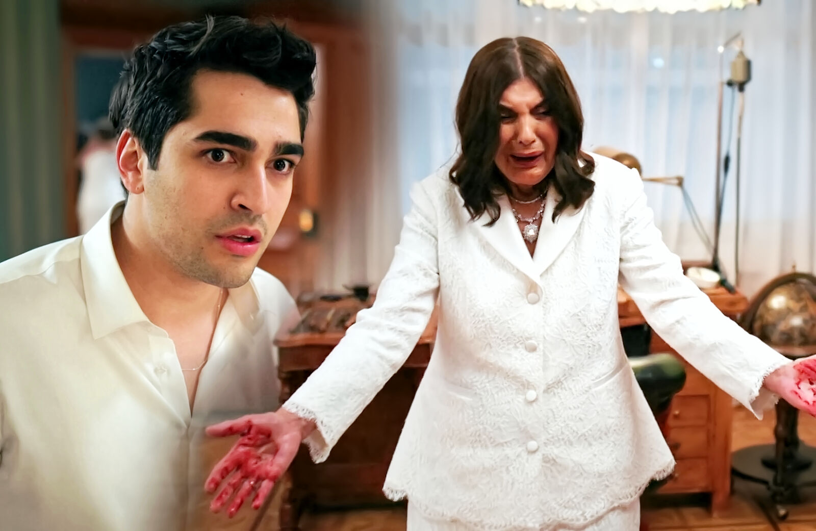 Ferit y Seyran hallan a Hattuç con las manos manchadas de sangre en el capítulo 64 de Una nueva vida
