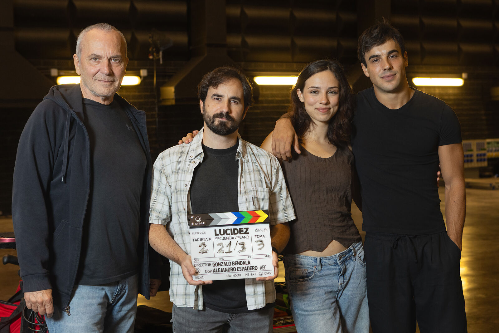 Gonzalo Bendala con los protagonistas de Lucidez