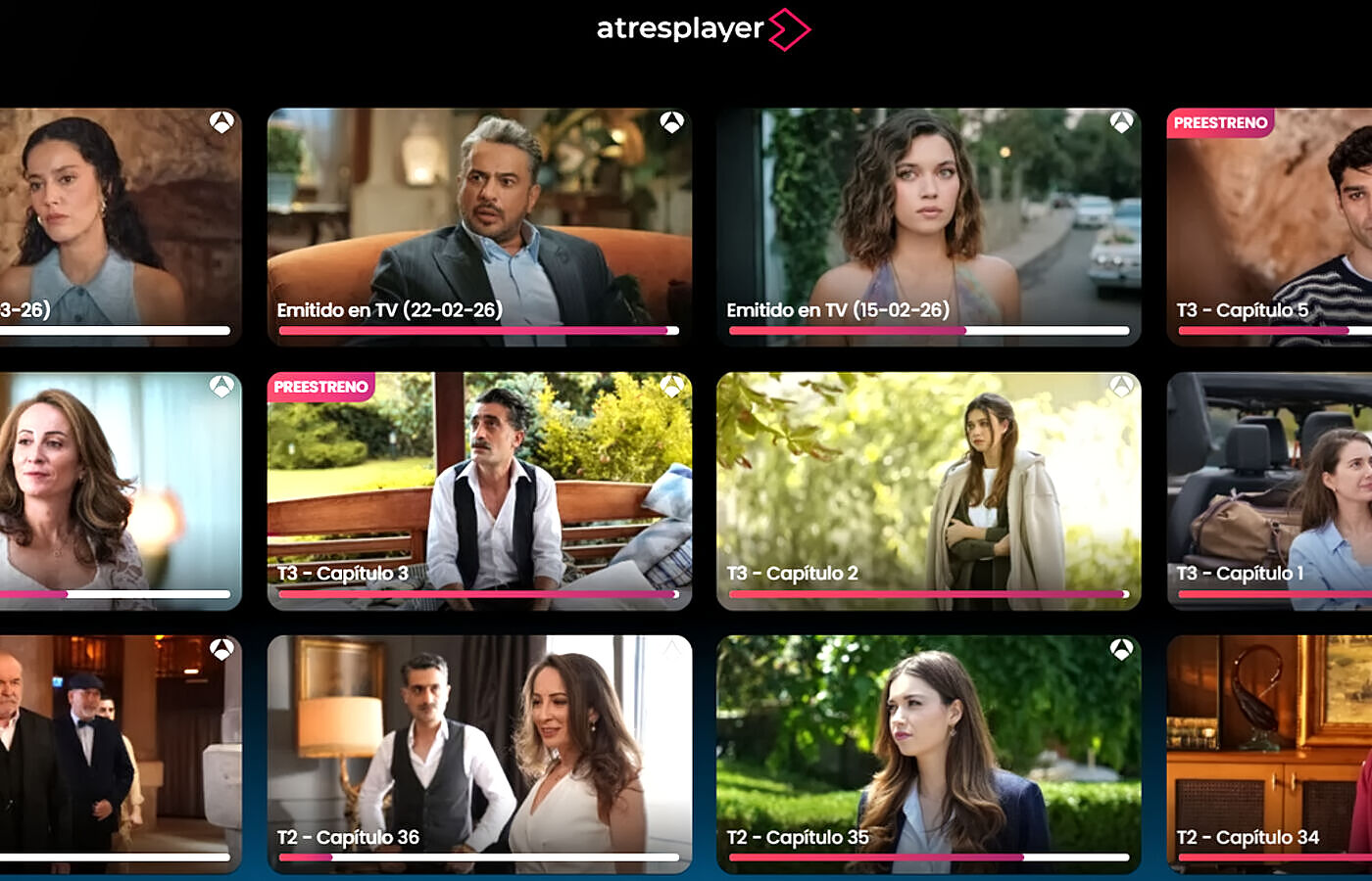 La plataforma atresplayer diferencia entre los episodios completos y los emitidos en televisión  