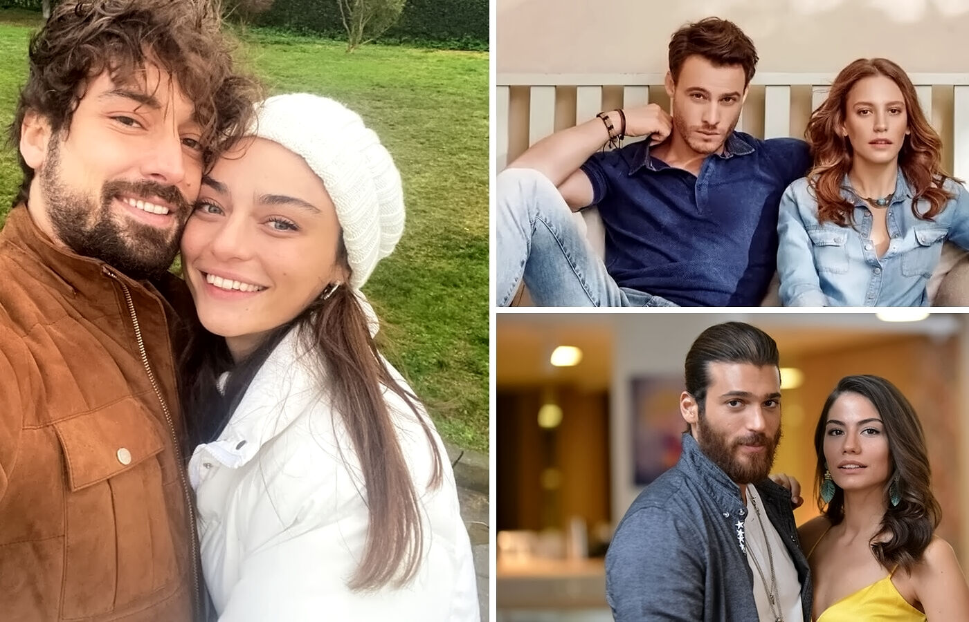 A la izquierda, Alp Navruz y Ayça Aysin Turan; a la derecha, arriba, Kerem Bürsin y Serenay Sarikaya; y abajo, Can Yaman y Demet Özdemir