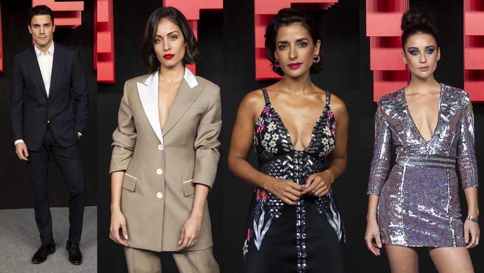 Álex González, Hiba Abouk, Inma Cuesta y María Pedraza en la gran fiesta de Netflix en Madrid