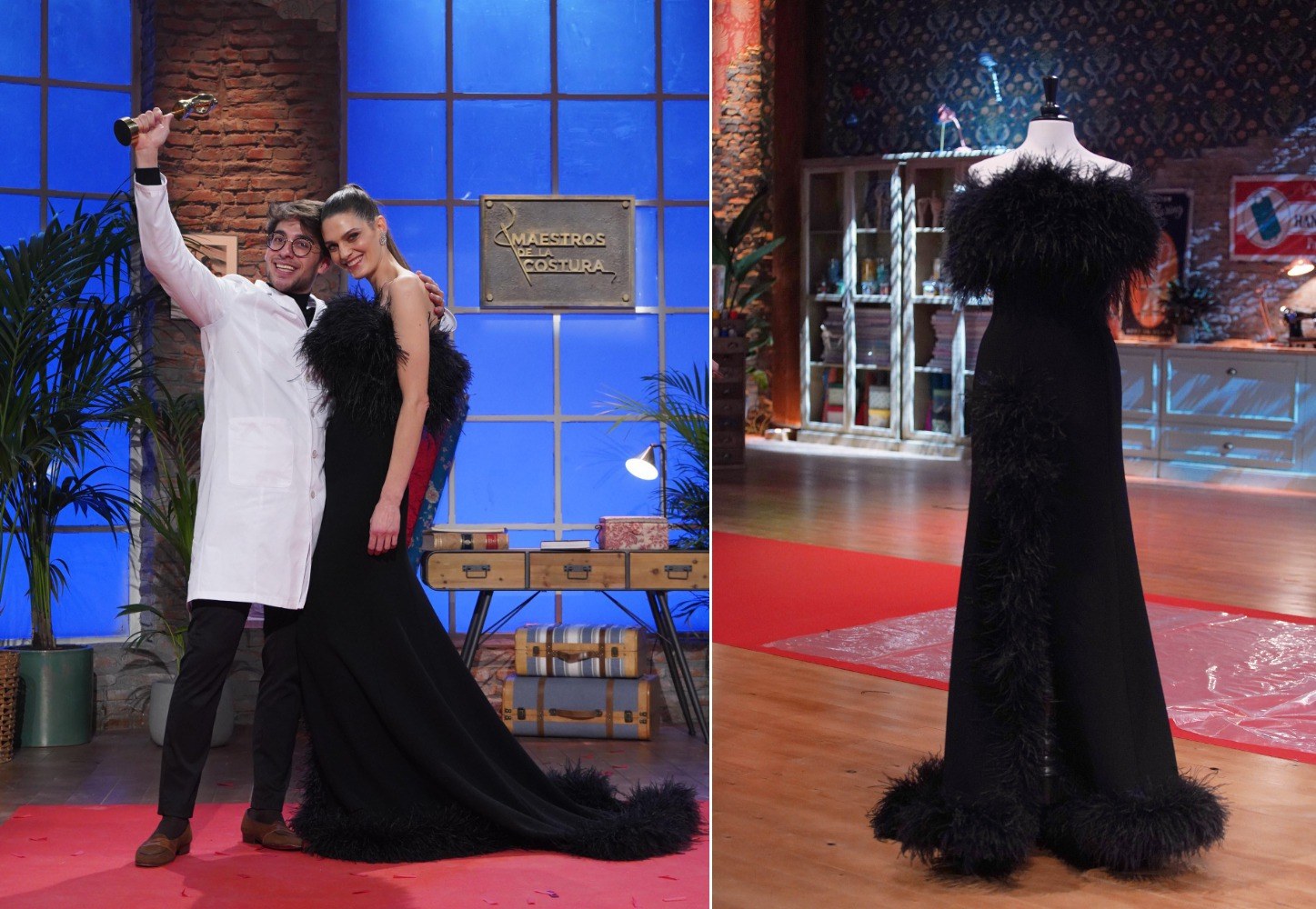 Marina Pérez posa con el vestido de Lluís Mengual, ganador de Maestros de la costura 5